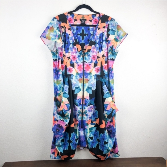 City Chic Wear to Work Floral Tunic Dress Sz 20 - Picture 2 of 12